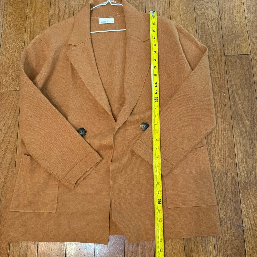 Becool Chic Brown Double-Breasted Soft Blazer Cardigan Size‎ M/L